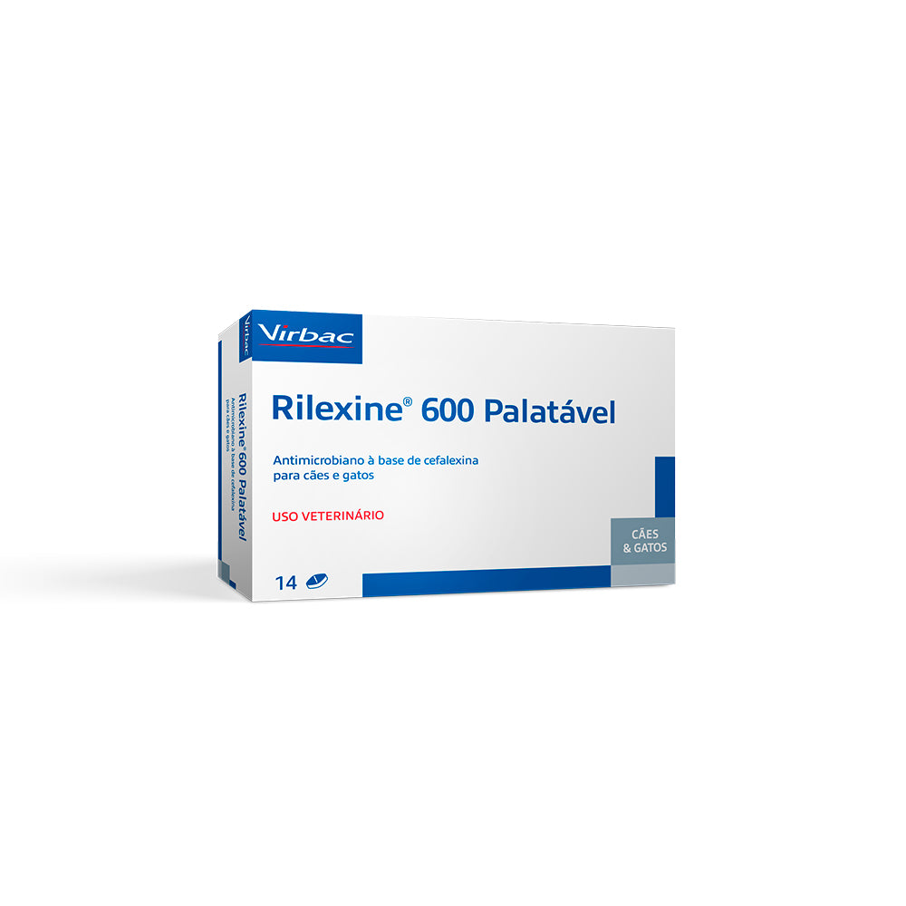 Antibiótico Virbac Rilexine 600 Palatável para Cães e Gatos 14 Comprimidos