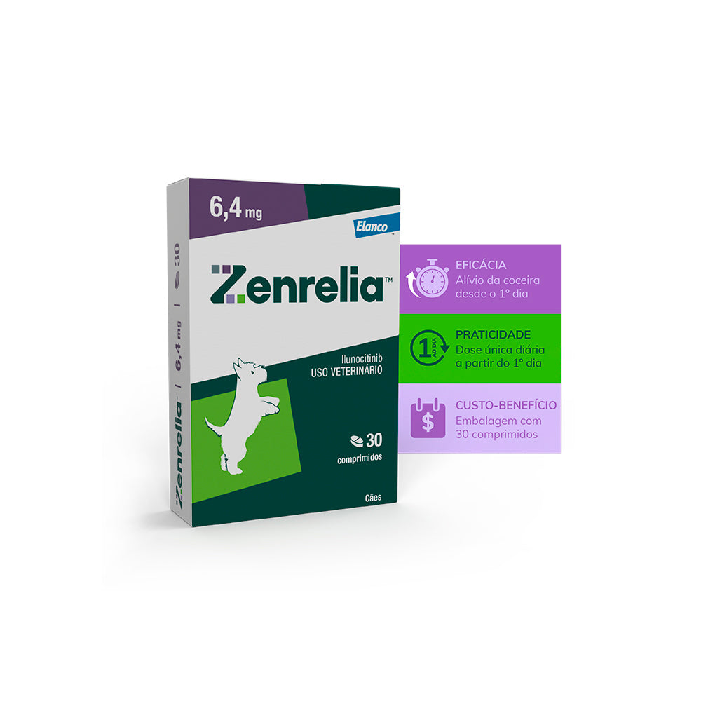 Antialérgico Zenrelia Elanco 6,4 mg para Cães 30 Comprimidos