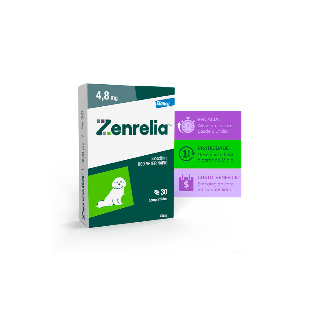 Antialérgico Zenrelia Elanco 15 mg para Cães 30 Comprimidos