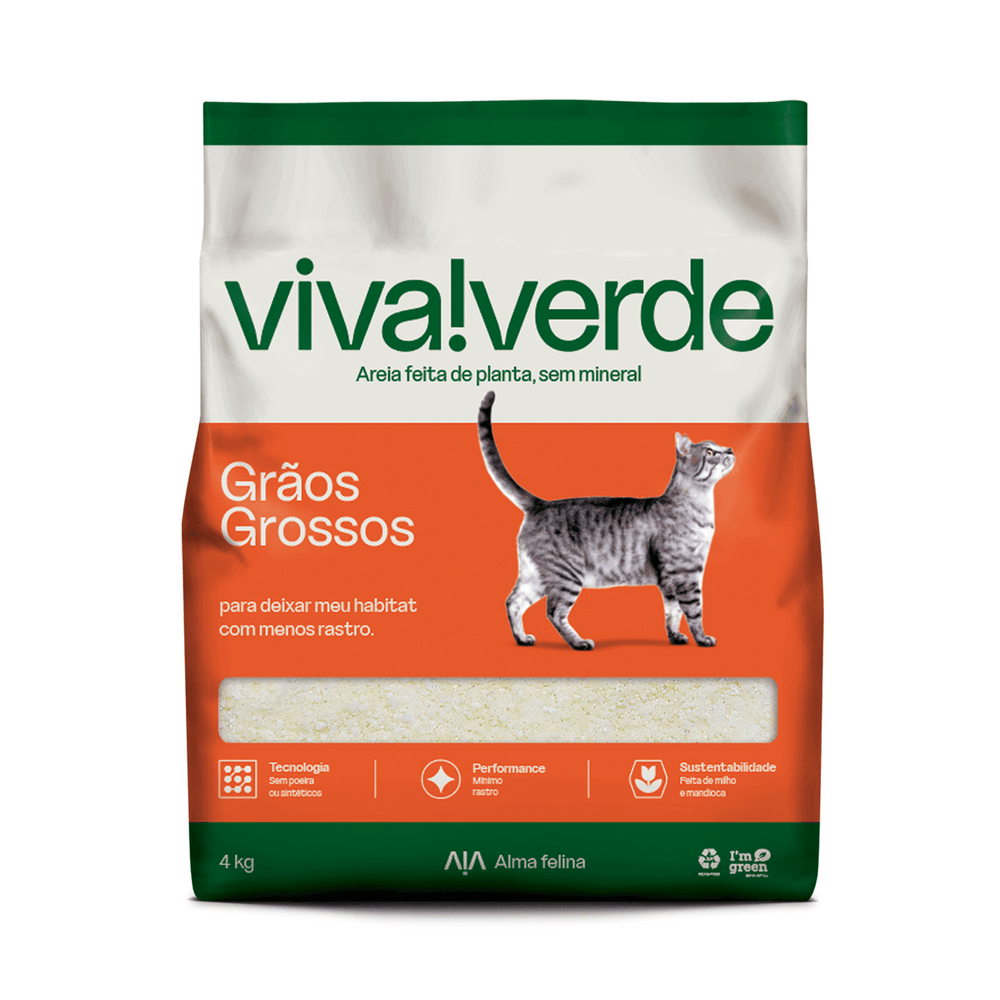 Areia Higiênica para Gatos Viva Verde Grãos Grossos