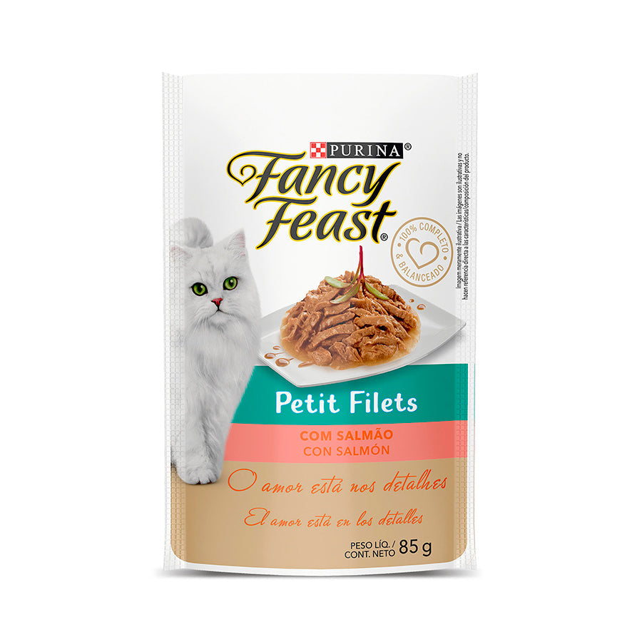 Ração Úmida Purina Fancy Feast Petit Filets para Gatos Sabor Salmão 85 g