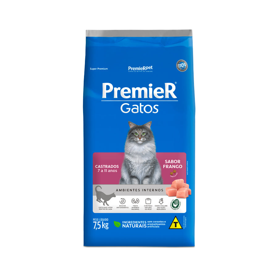 Ração PremieR para Gatos Castrados de 7 a 11 Anos Sabor Frango