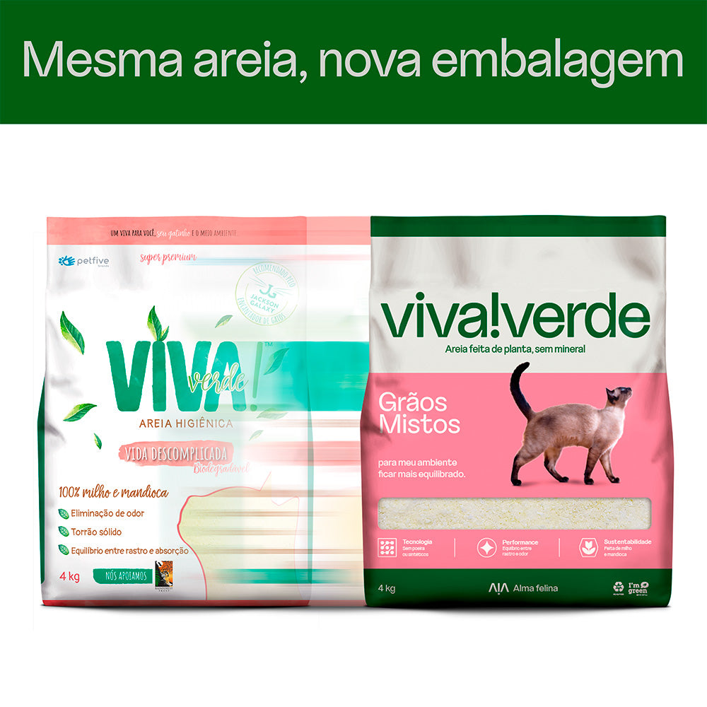 Areia Higiênica para Gatos Viva Verde Grãos Mistos