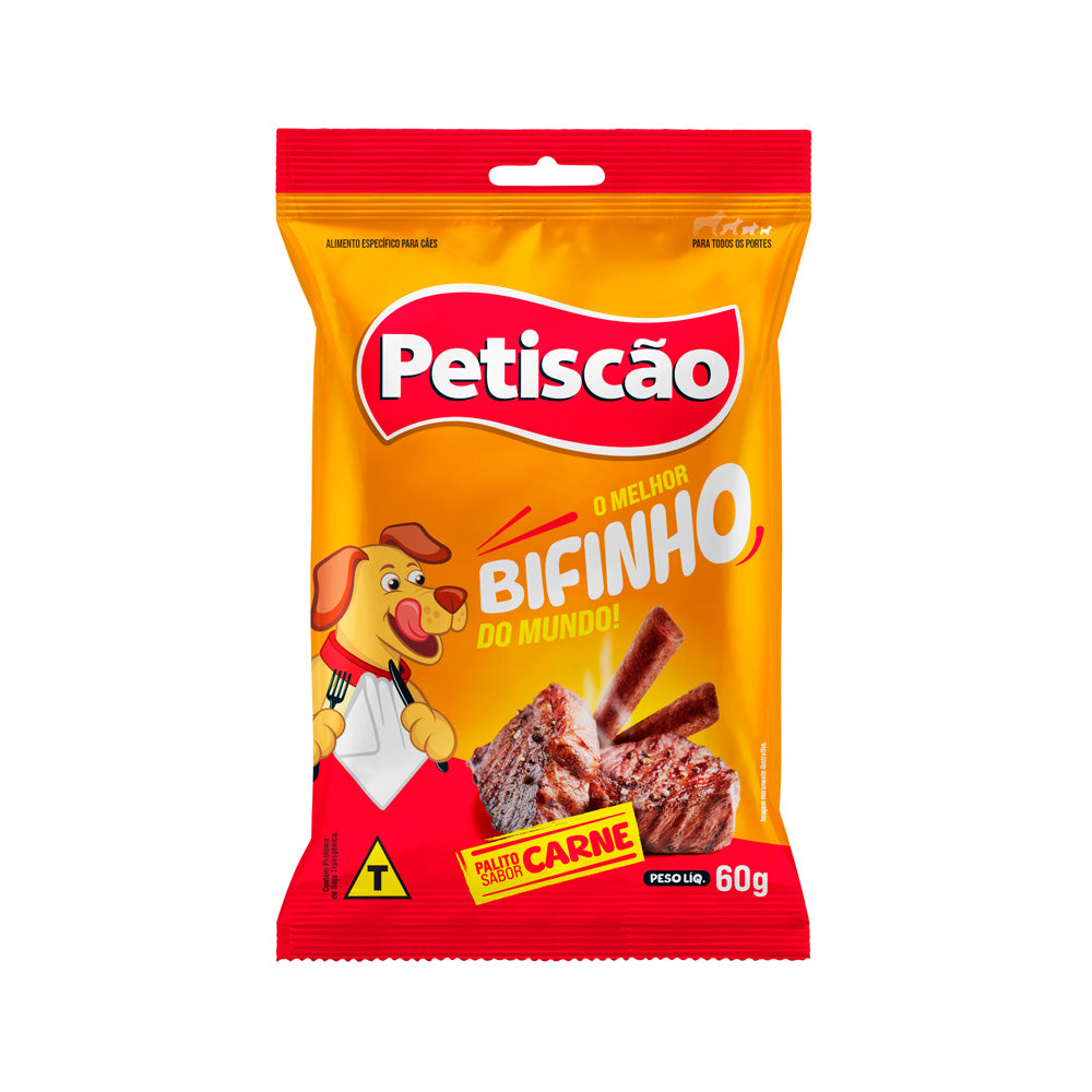 Snack Bifinho Palito Petiscão Sabor Carne para Cães 60 g