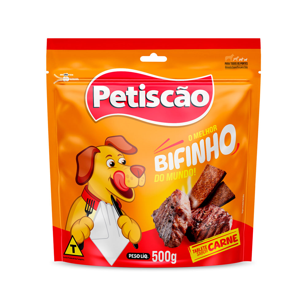 Snack Bifinho Tablete Petiscão para Cães Sabor Carne 500 g