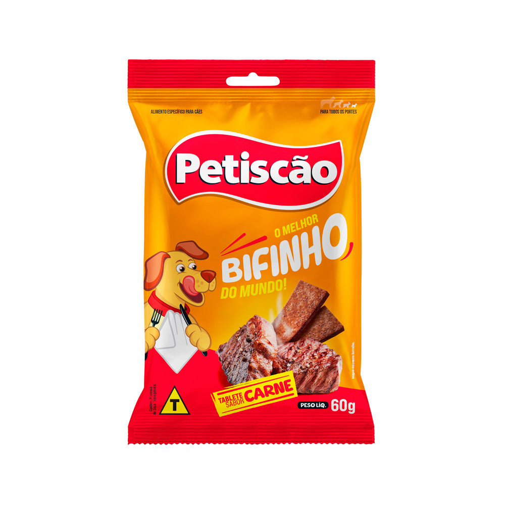 Snack Bifinho Tablete Petiscão para Cães Sabor Carne 60 g