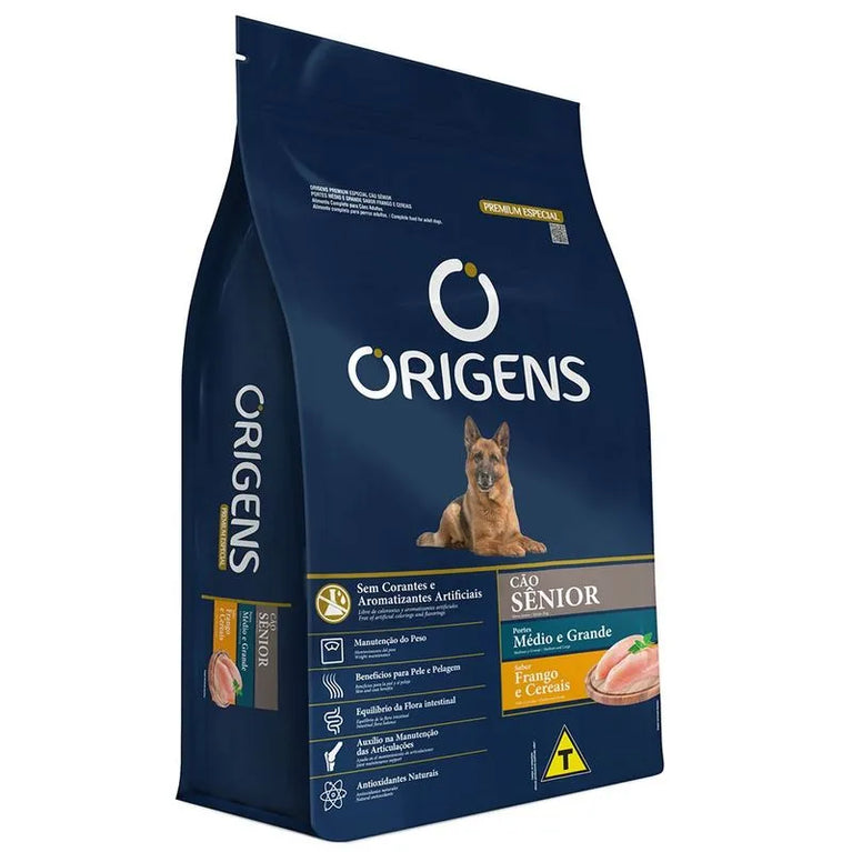Ração Seca Light Origens Para Cães Sênior de Porte Grande Sabor  Frango - 3Kg