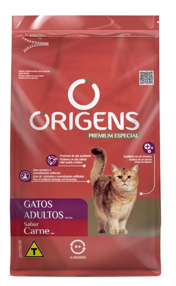 Ração Seca Origens para Gatos Adultos Sabor Carne 3kG
