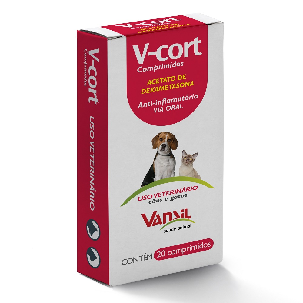 Anti-Inflamatório V-Cort Vansil para Cães e Gatos 200 mg 20 Comprimidos