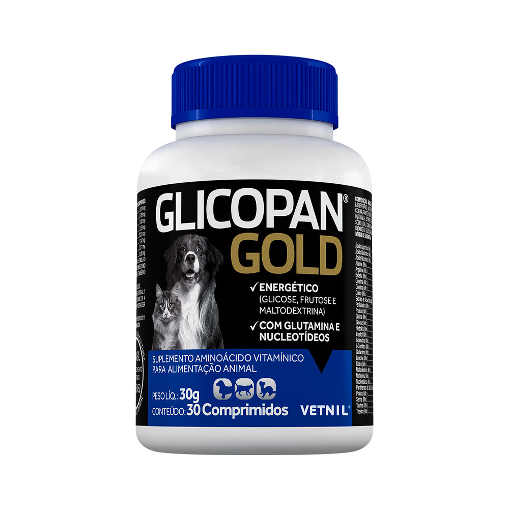 Suplemento Glicopan Gold Vetnil para Cães e Gatos 30 Comprimidos