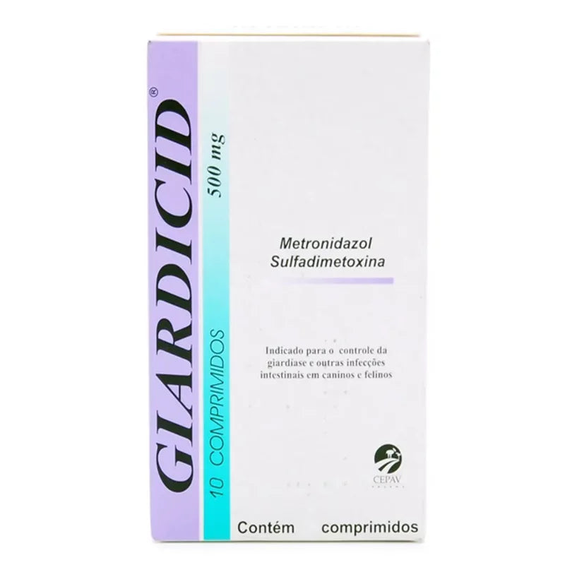 Antibiótico Gastrointestinal Cepav Giardicid para Cães e Gatos  500 mg 10 Comprimidos
