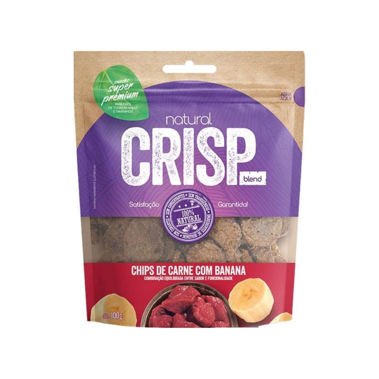 Petisco Snack Natural Crisp Blend Chips de Carne com Banana para Cães 100 g