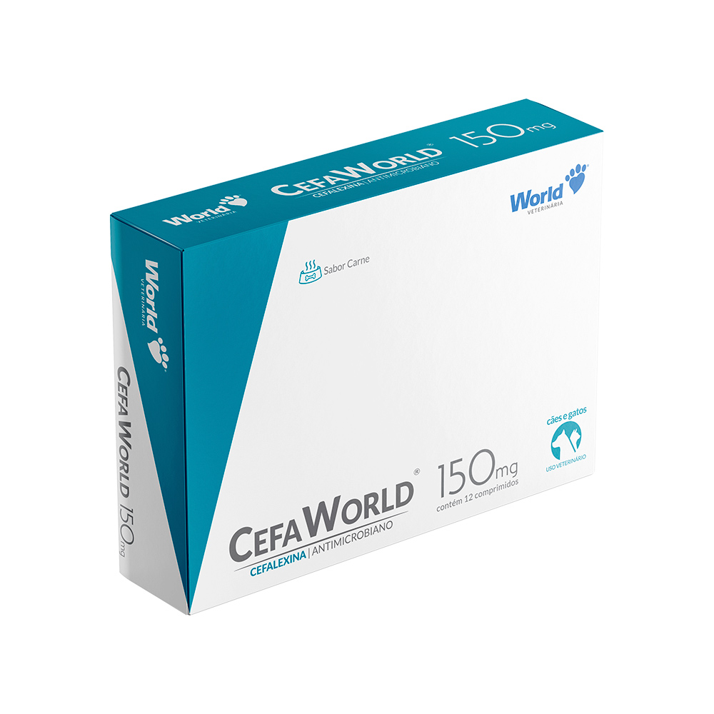 Antibiótico CefaWorld Veterinária para Cães e Gatos 150 mg 12 Comprimidos