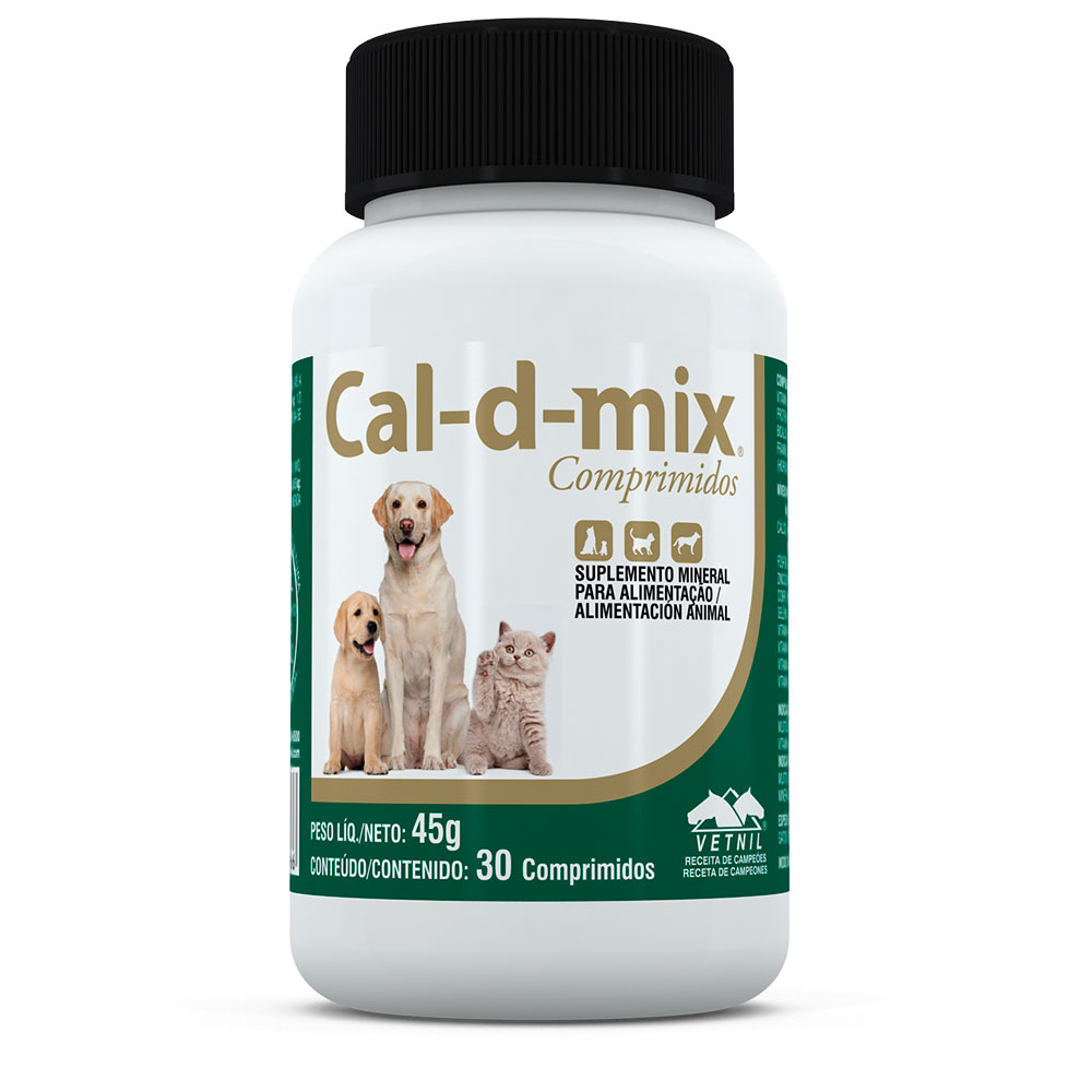 Suplemento Cal-D-Mix Vetnil para Cães e Gatos 30 Comprimidos