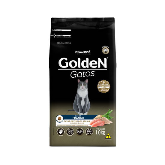 Ração Golden para Gatos Castrados Sênior Sabor Frango - Loja Pet Mais
