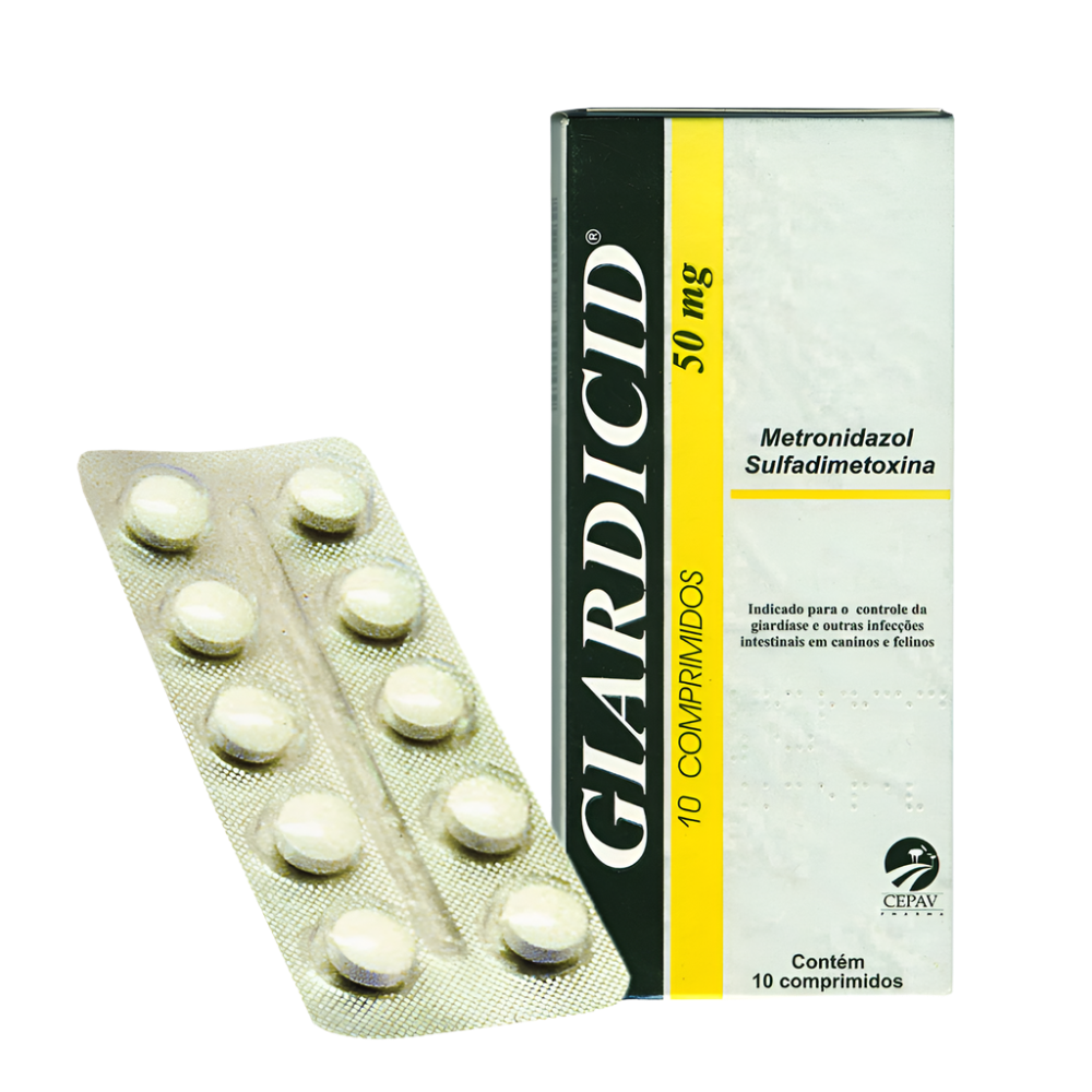 Antibiótico Giardicid Cepav para Cães e Gatos 50 mg 10 Comprimidos