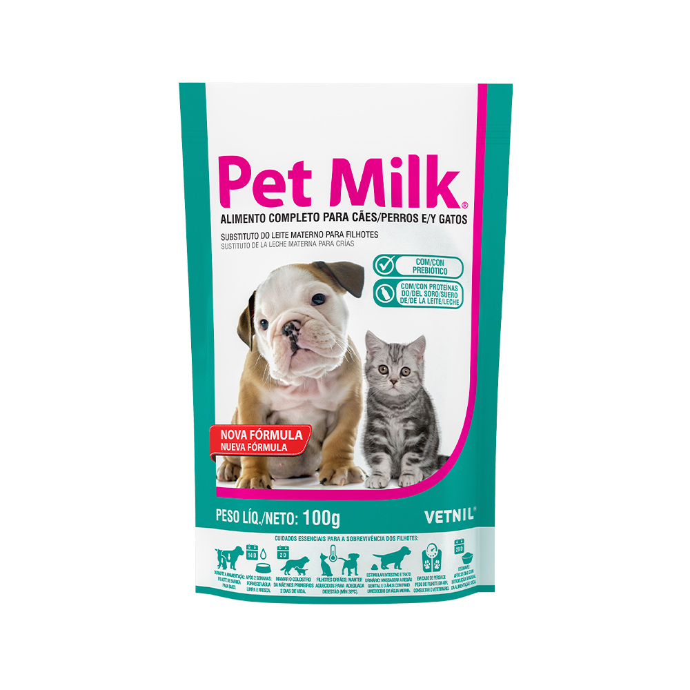 Suplemento Vetnil Pet Milk Substituto do Leite Materno para Cães e Gatos Filhotes 100 g