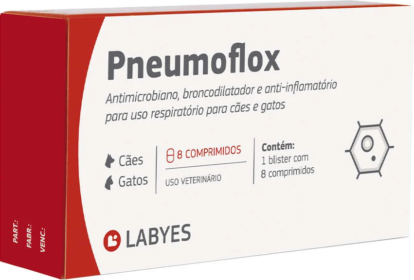 Antibiótico Labyes Pneumoflox para Cães e Gatos 8 Comprimidos