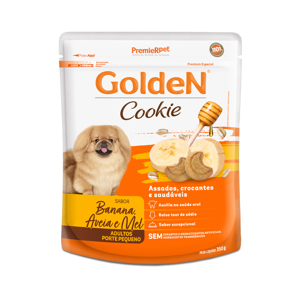 Biscoito Golden Cookie para Cães Adultos Sabor Banana Aveia e Mel 350 g - Loja Pet Mais